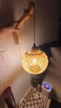 Bamboo Lantern Wall Lamp Natural Rattan Wicker E27 Chandeliers Hand-Woven Bamboo Room Decor Lampshades Wall Light Fixtures
