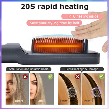 Electric Hot Comb Hair Straightener Brush