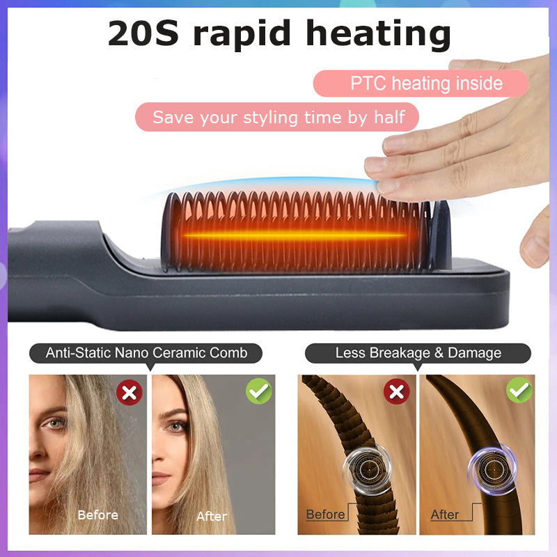 Electric Hot Comb Hair Straightener Brush