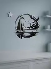 Nautical Home Gift Idea - Waterproof Sailboat Metal Wall Decoration for Modern Spaces