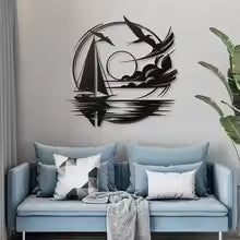 Nautical Home Gift Idea - Waterproof Sailboat Metal Wall Decoration for Modern Spaces