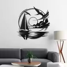 Nautical Home Gift Idea - Waterproof Sailboat Metal Wall Decoration for Modern Spaces