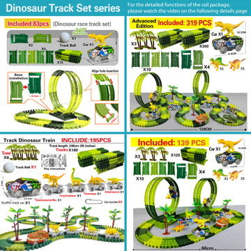 Magic Climbing Electric Dinosaur Car Track Railway Toy Car Set Bend Flexible Race Track Flash Light Car High Quality Toy For Kid