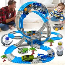 Magic Climbing Electric Dinosaur Car Track Railway Toy Car Set Bend Flexible Race Track Flash Light Car High Quality Toy For Kid