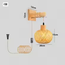 Bamboo Lantern Wall Lamp Natural Rattan Wicker E27 Chandeliers Hand-Woven Bamboo Room Decor Lampshades Wall Light Fixtures