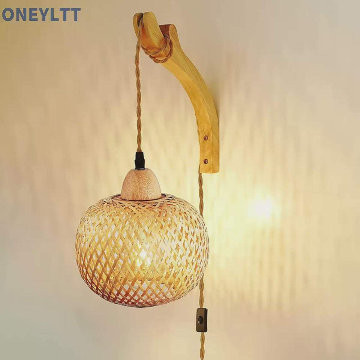 Bamboo Lantern Wall Lamp Natural Rattan Wicker E27 Chandeliers Hand-Woven Bamboo Room Decor Lampshades Wall Light Fixtures